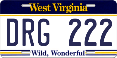 WV license plate DRG222