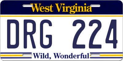 WV license plate DRG224