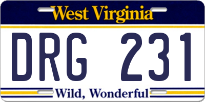 WV license plate DRG231