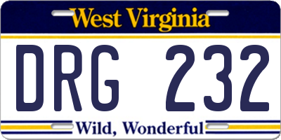 WV license plate DRG232