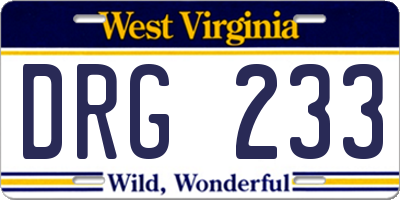 WV license plate DRG233