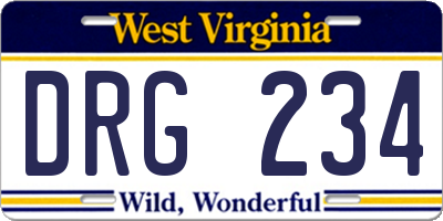WV license plate DRG234