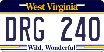 WV license plate DRG240