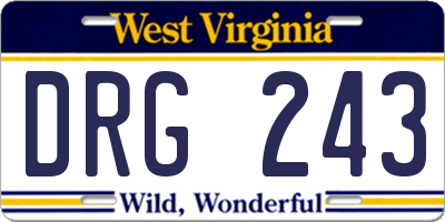 WV license plate DRG243