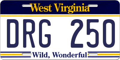 WV license plate DRG250