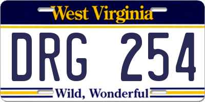 WV license plate DRG254