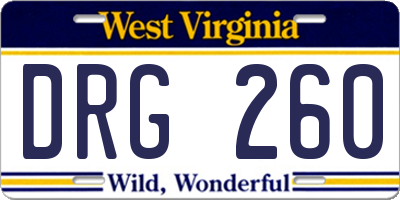 WV license plate DRG260