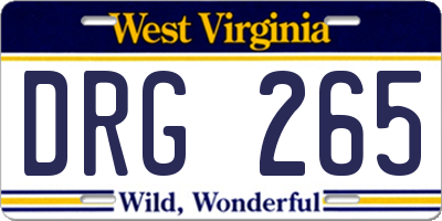 WV license plate DRG265
