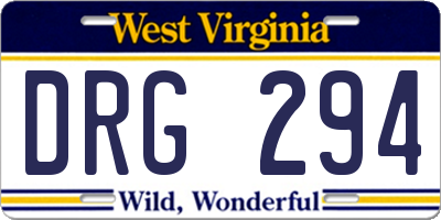 WV license plate DRG294
