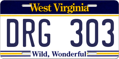WV license plate DRG303