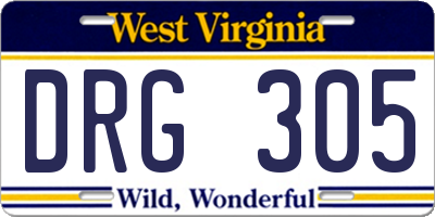 WV license plate DRG305
