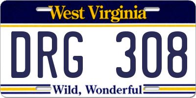WV license plate DRG308
