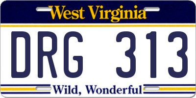 WV license plate DRG313