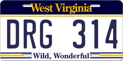WV license plate DRG314