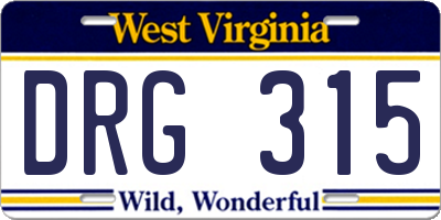 WV license plate DRG315