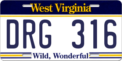 WV license plate DRG316