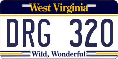 WV license plate DRG320
