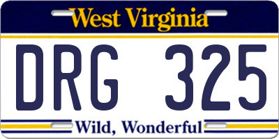 WV license plate DRG325