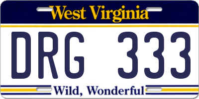 WV license plate DRG333