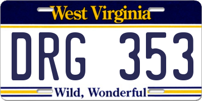 WV license plate DRG353