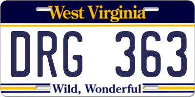 WV license plate DRG363