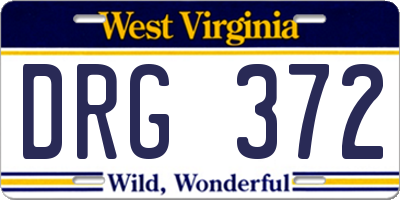 WV license plate DRG372