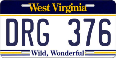 WV license plate DRG376