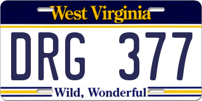WV license plate DRG377
