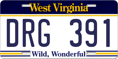 WV license plate DRG391