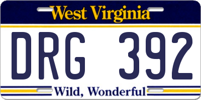 WV license plate DRG392