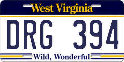 WV license plate DRG394