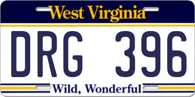 WV license plate DRG396