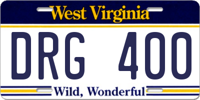 WV license plate DRG400