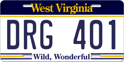 WV license plate DRG401