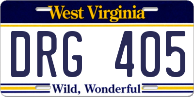 WV license plate DRG405