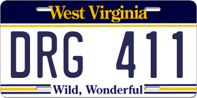 WV license plate DRG411