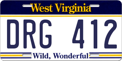 WV license plate DRG412