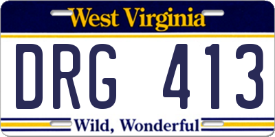 WV license plate DRG413