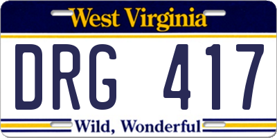 WV license plate DRG417