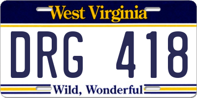 WV license plate DRG418