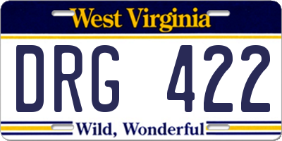 WV license plate DRG422