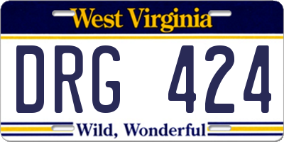 WV license plate DRG424