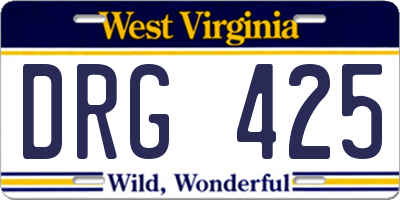 WV license plate DRG425