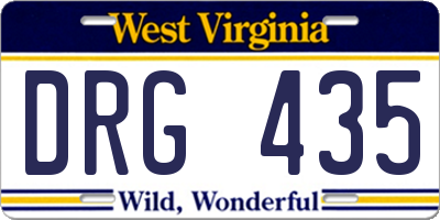 WV license plate DRG435