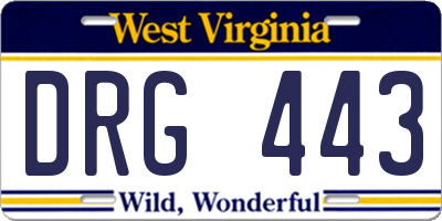 WV license plate DRG443