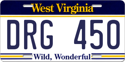 WV license plate DRG450