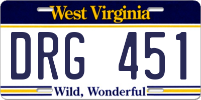 WV license plate DRG451