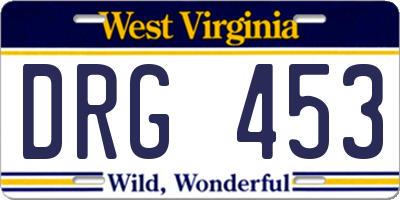 WV license plate DRG453