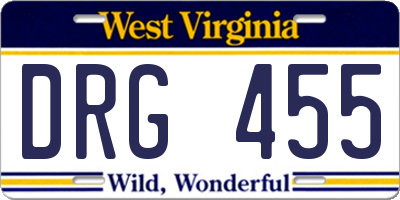 WV license plate DRG455
