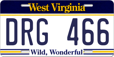 WV license plate DRG466